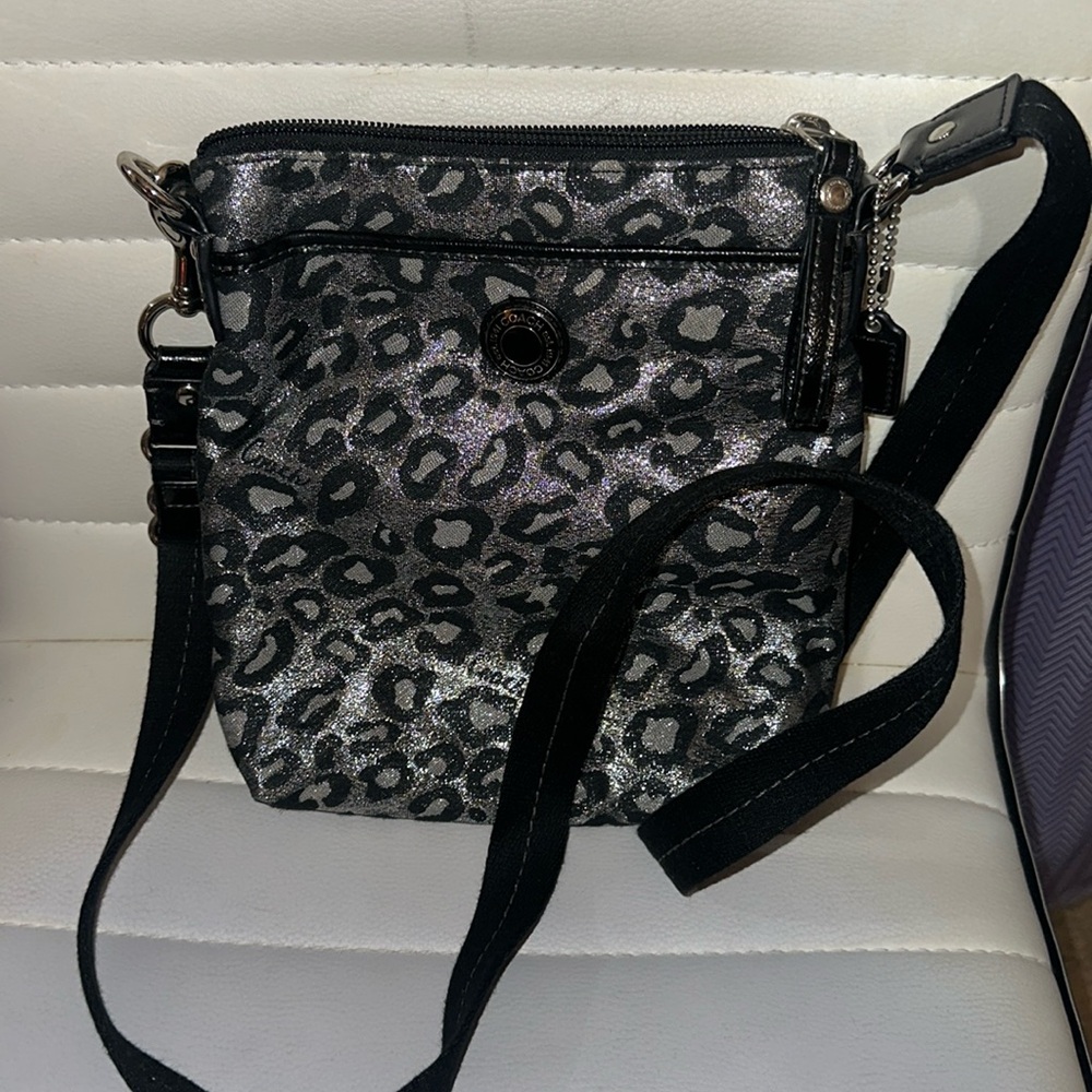 Shimmer Leopard Print Coach Crossbody